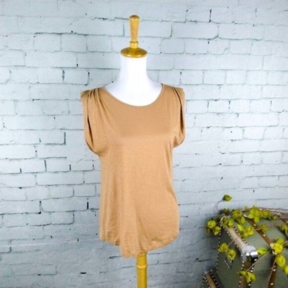 Elan Burnout Muscle Tee In Camel Size Small - Picture 1 of 5